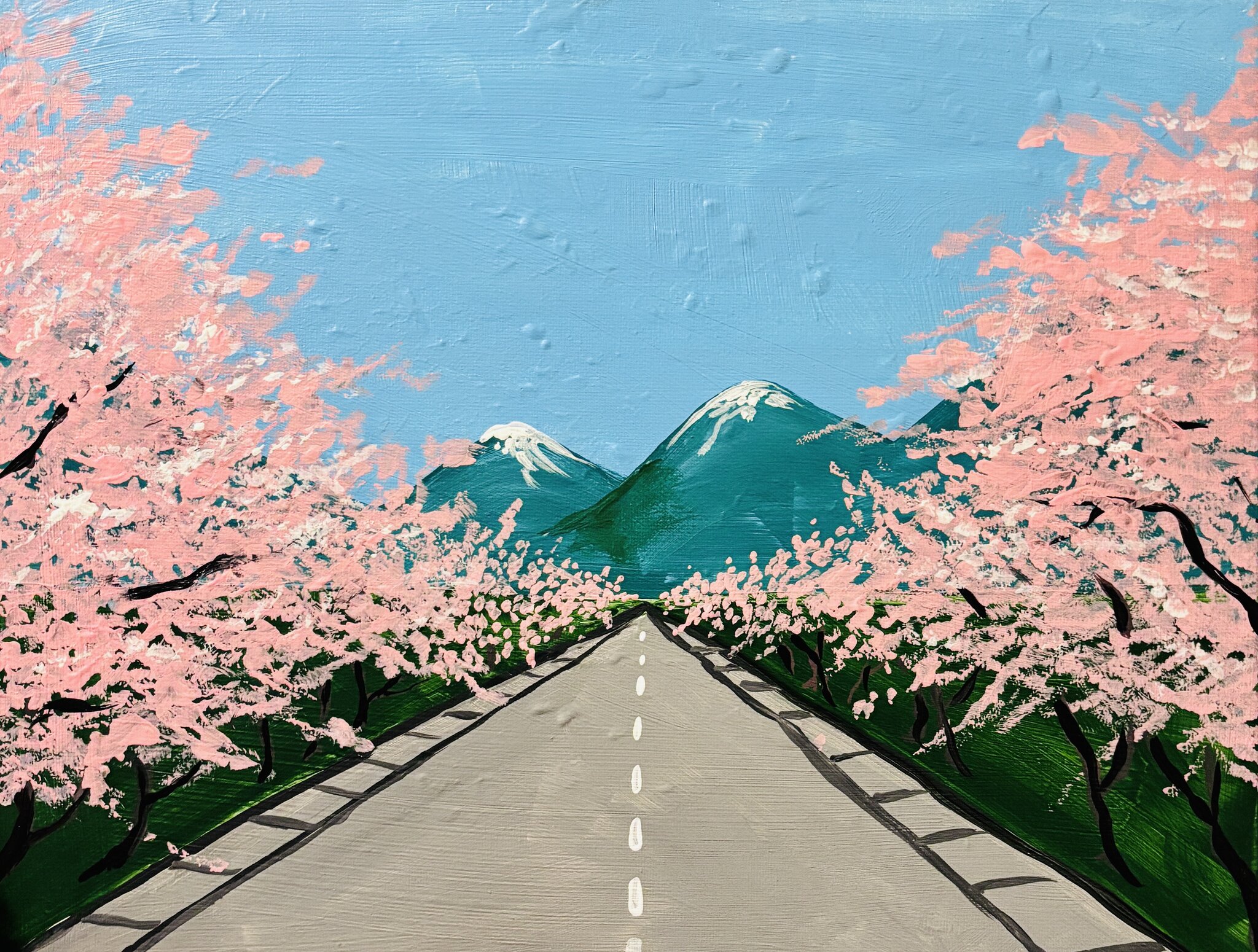 油絵 油彩 絵 絵画【Çherry blossom road】 Surrey Cherry Blossom Paint & Sip | Everything Wine | Discover