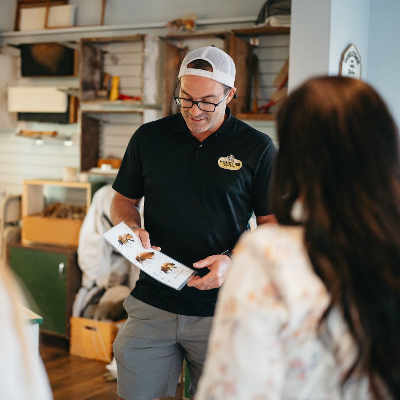 Team member showcasing types of bees at the Honeybee Centre in Surrey BC Ian Harland DSC2828 2