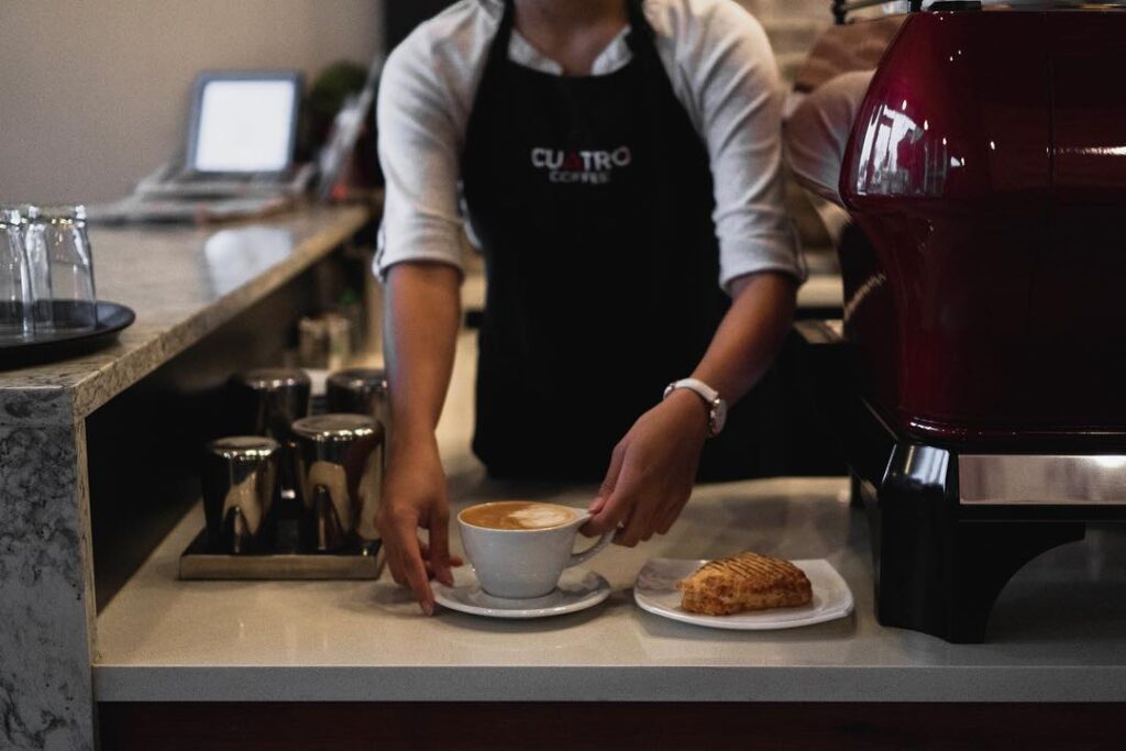 latte and scone form Cuatro Cafe Surrey BC