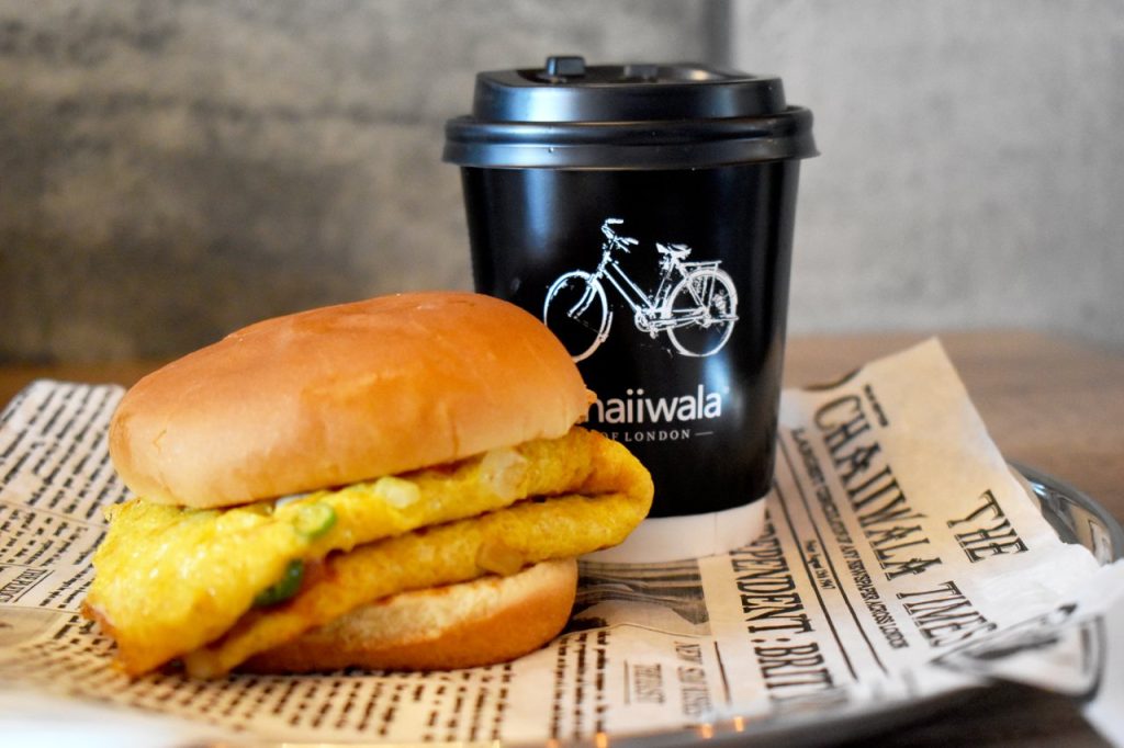 A cup of chai and a egg sandwich from Chaiiwala, Newton, Surrey. Street Food Trail