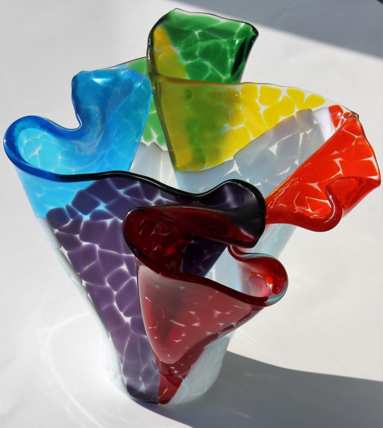 A vibrant fused glass vase at Studio 73 - Studio 73 - Surrey Through My Lens - Discover Surrey